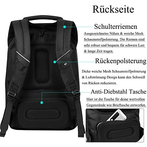 Anti Diebstahl Laptop Rucksack 17 3 Zoll  DTBG wasserdicht ger  umig leicht Business Computer Rucks  ke Reiserucksack Daypack Schultasche College Stud
