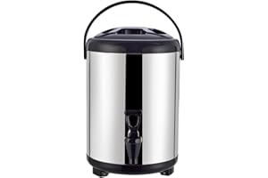 PLPLAAOO Distributeur d'eau Chaude et Froide De 8 Litres,Bouilloire Thermostat, Seau De Distributeur De Boissons Chaudes Et Froides Isotherme, Distributeur De Boissons En Acier Inoxydable(8L-couleur aci