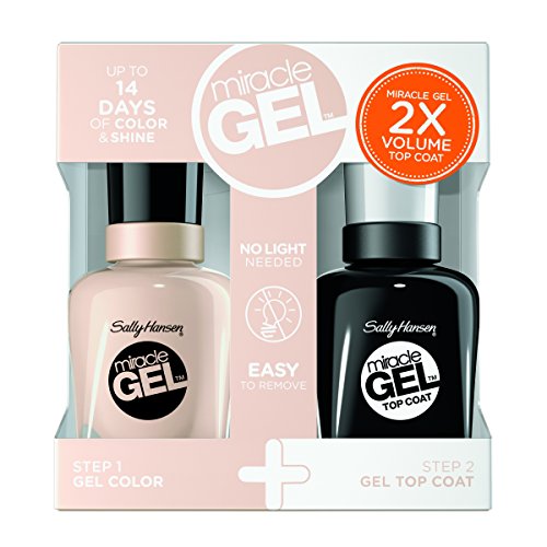 Sally Hansen Miracle Gel Limited Edition Duo Nail Pack, Top Coat and 110 Birthday Suit, a Soft Pink, 14.7 ml
