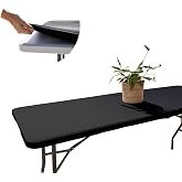 Glop &ndash; Rectangular Adjustable Tablecloth for Folding Table [Black] | Funda de Tela El&aacute;stica [182 x 76 cm], Repelente al Agua