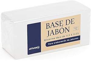 A ARTSANS Glicerina para hacer Jabones Artesanales | 2kg de Jabón base Glicerina Sólida Sin SLS | Para hacer Pastillas de Jabón | Derretir y Verter, para Manualidades y Regalos (2kg, Transparente)