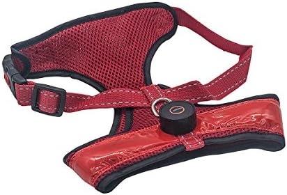 TEQIN Reflective Pet Dog Safety Vest Harness Adjustable No-Pull Puppy Pets Padded Soft Strap Training Seat Belt Lead with LED Lighting Function, Medium Size (Red)