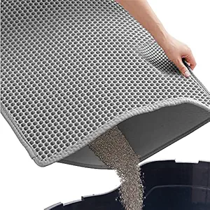 Gorilla Grip Original Premium Durable Cat Litter Trapper Mat, 24x15 inches, Water Resistant, Honeycomb Mats Trap Litter from Box and Cats, Scatter Control, Soft on Kitty Paws, Easy Clean Mats, Gray