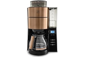 Melitta Aroma Fresh 1021-04 - Macchina da caffè con macina e serbatoio dell'acqua rimovibile, ca. 10 tazze, rame, confezione da 1