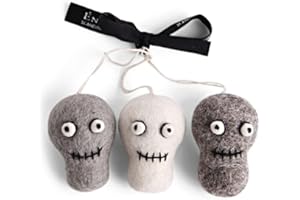 Gry & Sif teschi decorativi in feltro fatti a mano | decorazioni Halloween da appendere, decorazioni autunnali, decorazione sospesa Halloween, decorazioni Halloween | set di 3 teschi