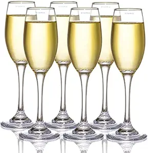 Syanka Premium Champagne Flutes Wine Glasses Set of 2 Ideal for White or Red Wine Glass, Crystal Clear, 170 ML