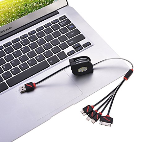 EASYTAR Retractable 4in1 Micro-USB Ladekabel mit Lightning, 30-pin Dock-Anschluss, Note3/S5. Apple iPhone 6 5 5 und Android Smartphones Tablets Blau - 6