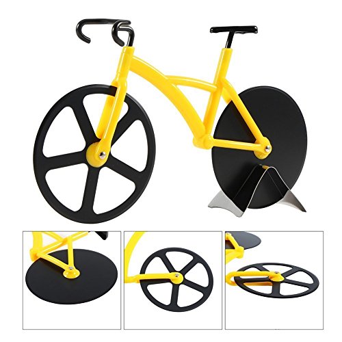 Yookay Fahrrad Pizzaschneider Sterling, Doppel-Edelstahl-Bike Pizza Schneidrad Räder Cutte - 3