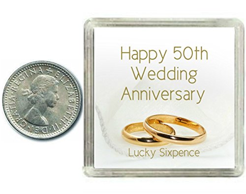 Lucky Sixpence Coin 50th Golden Wedding Anniversary Gift, great present idea