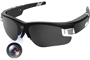 sakalaka Spy Camera Sunglasses, 1080P HD Mini Glasses Camera Cache, Glasses Camera Spy Action Camera, Small Polarized Camera Sunglasses Safety Lenses for Outdoor
