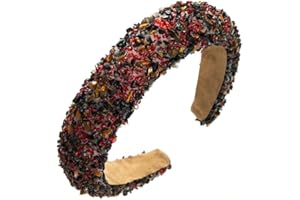 LARFRAECY Diademas con diamantes de imitación de 3 colores, diadema de cristal brillante, diadema bohemio, diadema ancha, diadema moderna con diamantes de cristal brillante para mujeres y niña (negro)