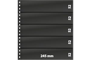 LINDNER Das Original Omnia-Feuille de classement à 5 Bandes (52 mm) par Page, Noire, Paquet de 10