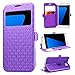 Produktbild SMART LEGEND Lederhülle für Samsung Galaxy S7 Edge Ledertasche Hülle View Window Schutzhülle Premium PU Leder mit Handschlaufe Flip Case Protective Cover Innere Weiche Silikon Bookcase Handy Tasche Schale mit Kartenfächer Magnetverschluß Standfunktion Etui - Lila