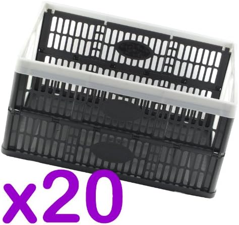 Folding Plastic Crate - 32 L Stackable Folding Storage Box (Pack of 20)