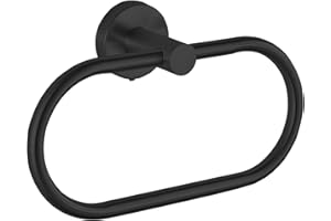 Towel Ring for Bathroom, Matte Black Towel Bar Hangers Wall Mount, Stainless Steel Hand Towel Holder, Modern Round Towel Hanger by Eolax