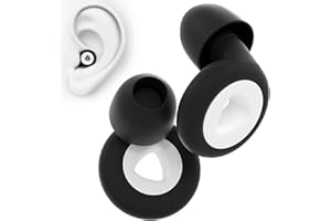 NICEKOOL Tapones Oídos para Dormir - 1 Par Tapones Oídos de Silicona Reutilizables Lavableques, Reducción Sonido 27dB - Antiruido, Protección Auditiva para Dormir Estudiar Trabajar, Negro Blanco0