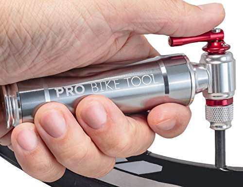 CO2 Kartuschenpumpe – Schnell und Einfach mit dem Pro Bike Tool Inflator – Presta und Schrader Ventil Kompatibel. Luftpumpe für Straßenfahrräder und Mountainbikes – Metall Lagerbehälter – Keine CO2 Kartuschen enthalten - 5