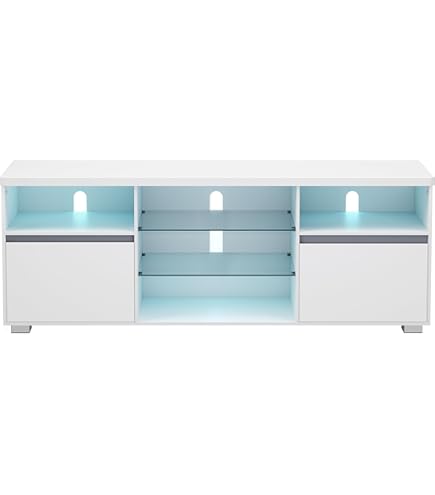 Moderne TV-kast 300 cm met LED - greeploos, zwart mat, staand of hangend