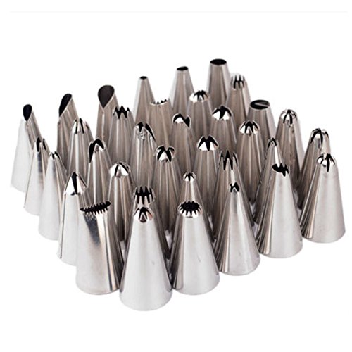 Smallones 24 Stück Spritztüllen Set Edelstahl Kuchen Spritztüllen Garniertülle Torten Dekorieren Werkzeug Piping Nozzles - 6