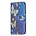 Produktbild Galaxy J6 2018 Hülle, Bear Village® Bunte Gemalt Muster PU Leder Cover Filp Schutzhülle mit Magnet Verschluss und Klappständer für Samsung Galaxy J6 2018 (Schmetterling 4)