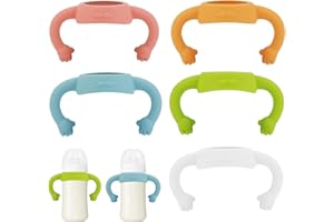 HOUKIPER Griffe für Flaschengriff, Baby Fütterung Pflege Flaschenhalter 5 Stück Easy Grip Standard Kunststoffgriff Kompatibel mit Pigeon Dr.Brown 5-5.5cm Serie, Silikon Flaschengriff mit großem Durchmesser