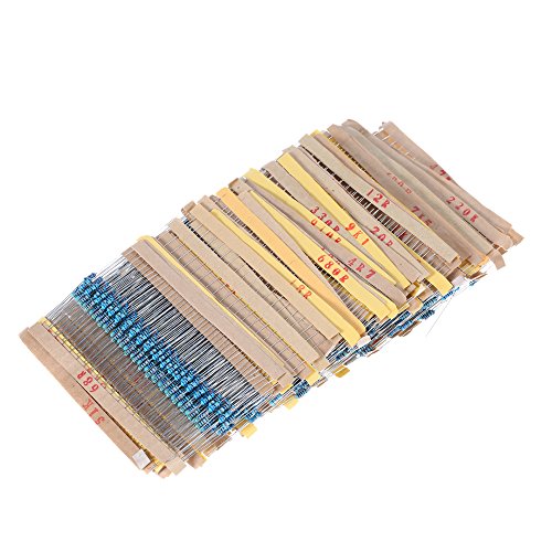 KKmoon 2000 Stück, 1/4W, 100 Werte, 1 Ohm bis 1M Ohm, Metall Film Widerstände Sortiment Kit, Elektronische Bauteile - 6