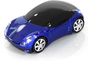 Bewinner Ratón Inalámbrico para Niños,2.4G Ratón Inalámbrico con Receptor USB,1600DPI Ratón Automóvil Ratón Óptico para Computadora Portátil PC Tableta Juegos Oficina Mac Windows(Azul)