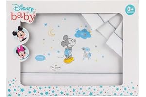 Interbaby Amazon Disney, Juego de sábanas para cuna 100% algodón Mickey Blanco y gris