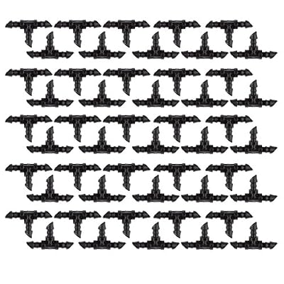 Générique 50pcs Irrigation de Pelouse 1/4 Inch Raccord Connecteur Tee Goutte à Goutte