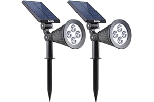 Lumisky SPIKY W34 X2 Set de 2 Projecteur Spot Solaire 4 LED Extérieur Etanche Lumière Blanche 2-en-1, Plastique, Intégré, 1,5 W, Blanc, 29 x 9,5 x 34 cm