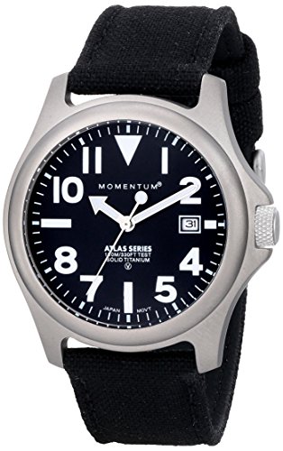 Momentum Atlas TI 1M-SP00B6B - Reloj analógico de Cuarzo para Hombre, Correa de Nailon Color Negro