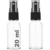 20 ml Kapaklı Sprey Şişesi 20 Cc Fısfıs Kolonya Dezenfektan Cam Şişe 2 Adet (Şeffaf Şişe | Siyah Sprey, 20 ml)