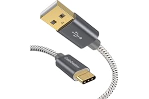 CableCreation 50cm Kurz USB C Kabel, Geflochtene USB-C Ladekabel Datenkabel, 3A Type C Schnellladekabel Kompatible mit MacBook, Galaxy S10/S9/S9 Plus/S8, Huawei P20/P30, usw, Grau [56K Ohm Widerstand]
