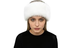 Lina & Lily Women's Winter Headband Head Ear Warmer Long Pile Faux Fur (White)
