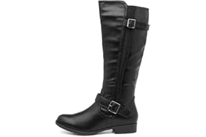 Lilley Womens Black Buckle Riding Boot