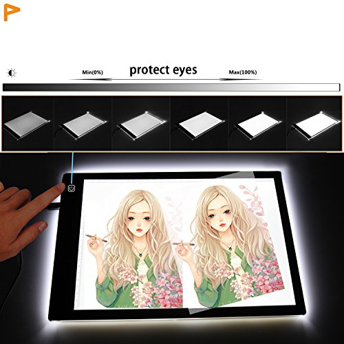 Ownuzz Leuchttisch A4 LED Leuchtkasten Leuchtplatte zeichnen zubehör einstellbare Helligkeit LED Handwerk Tracing Animations Tattoo Quilting Leuchttisch mit USB Kabel [Energieklasse A++] - 2