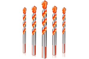 DISDAIN Drill Bit Set Hole Saw Bit Set, 5pcs Multi-function Drill Bit Set Suitable for Concrete Brick Wall Glass Mirror Wood Etc. Diameter 6, 6,8,10, 12 mm (orange)