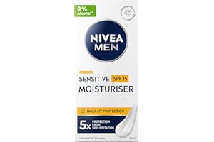 ‎NIVEA NIVEA MEN Sensitive Męski Krem nawilżający do twarzy, łagodzący i z SPF 15, Wyciąg z rumianku i Witamina E 75 ml