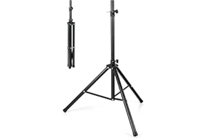 HOMFME Speaker Stand, 5-Position Height Adjustable Universal Floor Speaker Tripod Stand with 35mm Compatible Insert and Safety Latch, Heavy Duty Metal Studio Monitor Stands, 122-186cm, 50kg Load