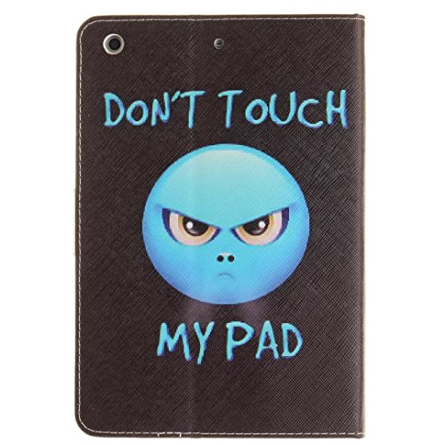 iPad Mini 1/2/3 Hülle, Vandot Ultra Thin Dünn Muster Pattern Case Cover für iPad Mini 1/2/3 7.9 Zoll Schutzhülle Tablet-PC PU Leder Flip Handyhülle Telefonkasten mit Standfunktion Kreditkarte Malerei Painting Kratzfeste Handy Schutz Schale Tasche Etui Abdeckung + Pom Pom Ball Plüsch-Kugel – Angry Don’t Touch My Pad - 4