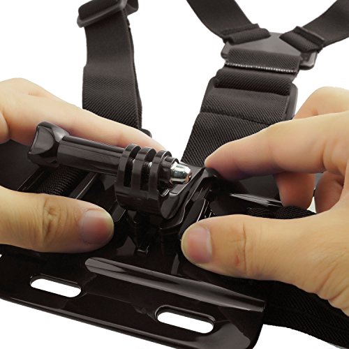 Brustgurt Halterung fur GoPro von CamKix / Einstellbarer Brustgurt, Kompatibel mit GoPro Hero5, Hero4, Hero3 +, Hero3, Hero2, und Hero Kamera – Ebenfalls im Lieferumfang enthalten 1x J-Haken, 1x Stativschraube, 1x CamKix Kordelzugtasche (Schwartz) … - 3