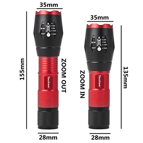 Readaeer Superhelle CREE T6 LED Taschenlampe Zoombar Camping Handlampe für Outdoor Sports - 3