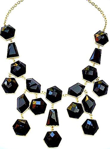 Large Beautiful Womens Vintage Fashion Statement Necklace Jewellery Jewelry Rare (BLACK)
