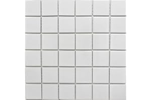 CONWIRE Mosaïque carrée en céramique Blanc brillant Format : 48 x 48 x 6 mm Dimensions de la feuille : 300 x 300 mm 1 feuille/mat