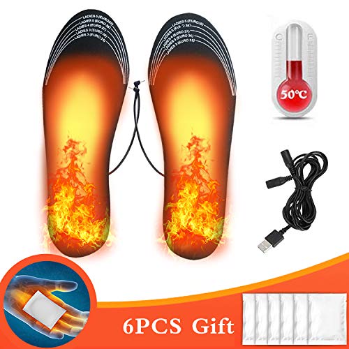 Hook Semelle Chauffante Thermique, Semelles Chauffantes USB Chauffant Electrique Rechargeables Ski Homme Chaussures Chauffe Pied, 6 Pcs Chauffe-Mains