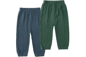 JUIYNIZT Baby Kinder Baumwolle Sommerhosen Moskito Proof Dünne Lange Hosen Jungen Mädchen Lose Laternenhosen 2er Pack