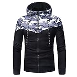 IMJONO Herrenkleidung Men es Camouflage Long Sleeve Print Hooded Sweatshirt Tops Jacket Coat Outwear(XX-Large,Schwarz)