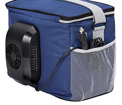 Elektrische Kühltasche Auto mit 12 Volt Anschluss Picknick Schultergurt Faltbar (Kühlbox 15 Liter, Isoliertasche, Blau, Picknicktasche) - 5