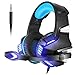 Produktbild VersionTECH. Gaming Headset Kopförer für PS4 Xbox one Over-Ear-Headset mit LED-Licht Spiel Bass Stereo Noise Isolation Mikrofon für Laptop PC Tablet iMac PSP und Smart Phone iPhone, Blau