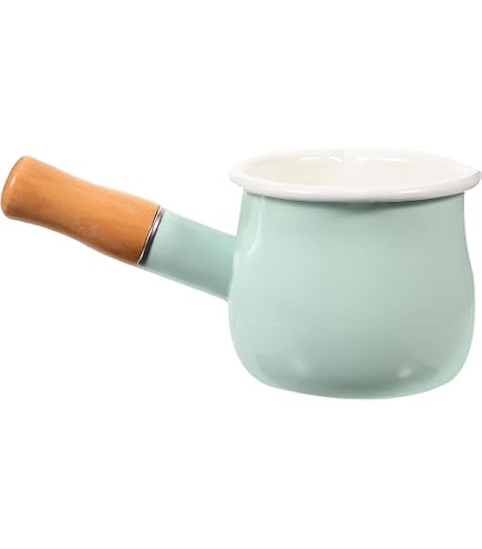 Mini Casserole émail 10cm - Parfaite Pour Lait, Beurre Ou Sauces, Avec Poignée Bois